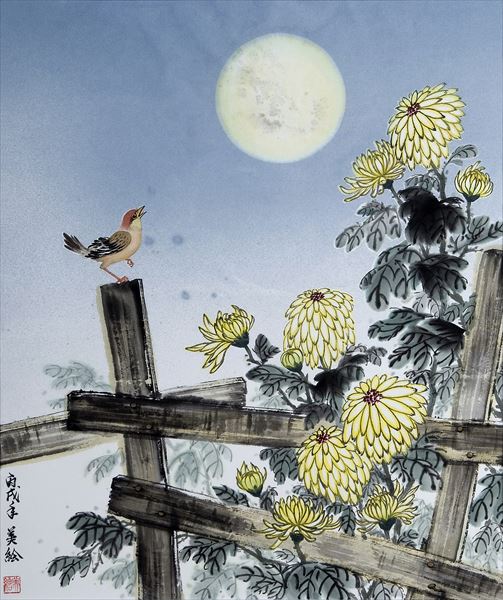 月下秋華/Chrysanthemum under the moon